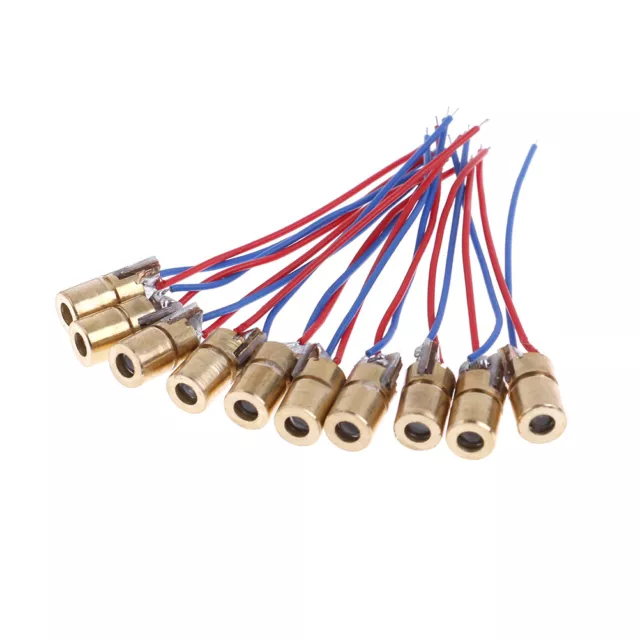 10Pcs 650nm 6mm 3V 5mW Mini Laser Dot Diode Module Head WL Red TBWHWRFY