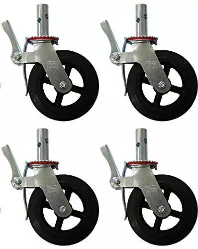 A Set Of 4 Wheel 8" Caster With Cast Iron Hub 1 3/8" Caster Wheel With 2 Lockin