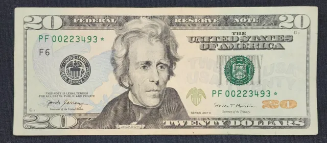 2017 A $20 Us Twenty Dollar Bill Star Note Low Run Size