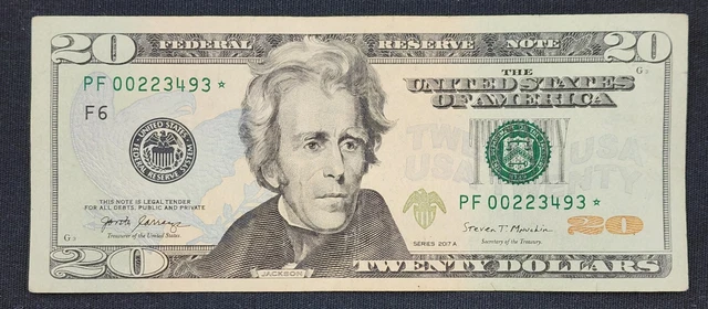 2017 A $20 Us Twenty Dollar Bill Star Note Low Run Size