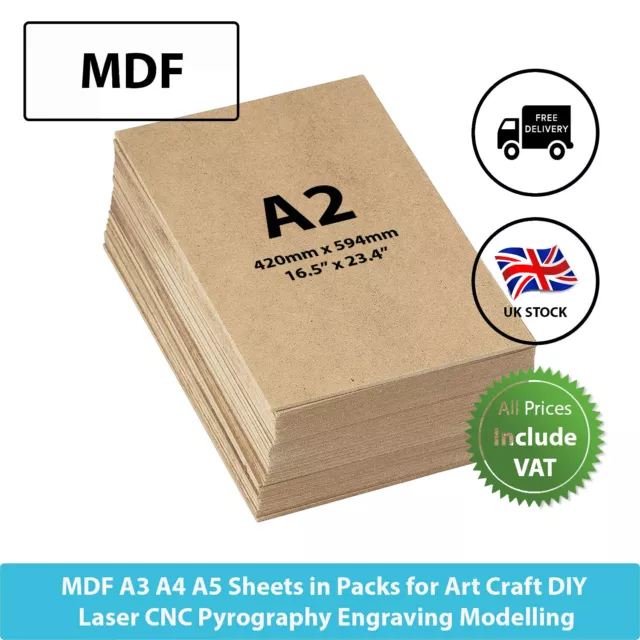 MDF A2 A3 A4 A5 Sheet Crafts Laser CNC Pyrography Medium Density Fibreboard