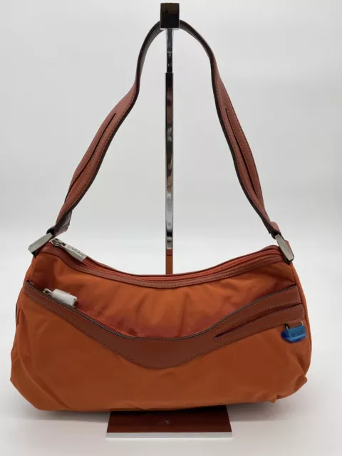 Tumi Ballistic Nylon w/Leather Trim Purse Bag 12" (Orange)