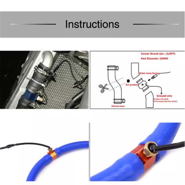 18mm Universal Hose Water Temp Joint Sensor Gauge Adapter Radiator Tube Connecto 3