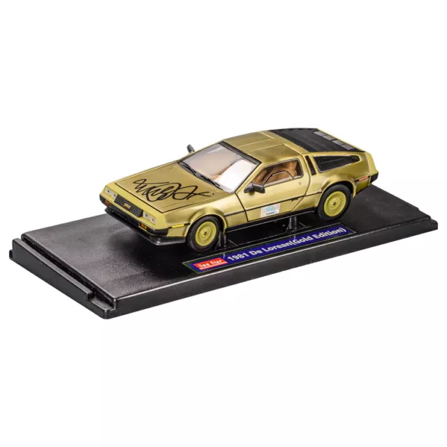 Michael J. Fox Autographed Back to the Future 1:18 Scale Die-Cast Gold DeLorean