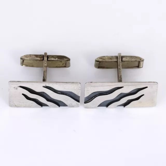 Vintage Mexican Taxco Cro Beto Sterling Silver 925  Oxidized Cufflinks