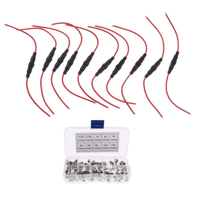 10 pièces 5x20mm agc 22 awg titulaire inline vis type verre rapide coup fusible