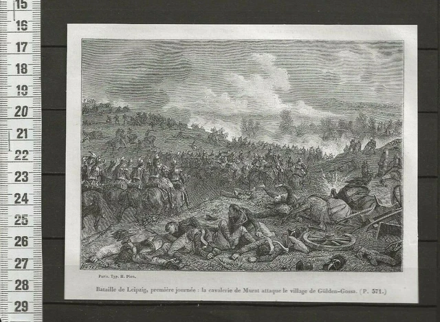 G128 / Gravure 1866 /  Leipzig Murat Attaque Le Village De Gulden Gossa