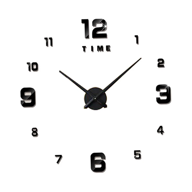 DIY Wall Clock Frameless 3D Mirror Wall Clock Large Mute Wall Stickers for G4L9