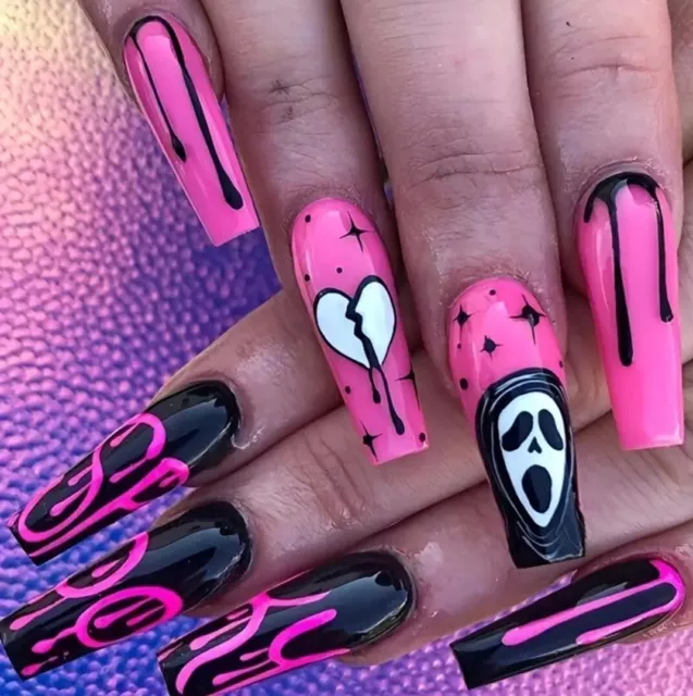 *Brand New* Scream Ghostface Horror Halloween Coffin Press On Fake Nails