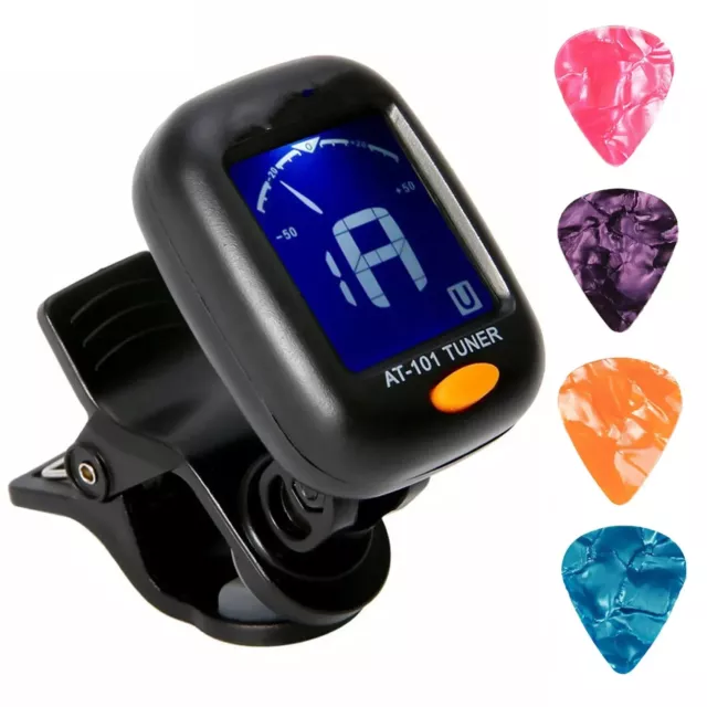 Guitar Clip-on LCD Tuner AT-101 for Chromatic Acoustic Electric Bass Ukulele