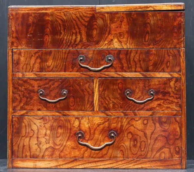 Japanese Zelkova Cedar antique dresser chest with mirror stand Drawer Brown #7