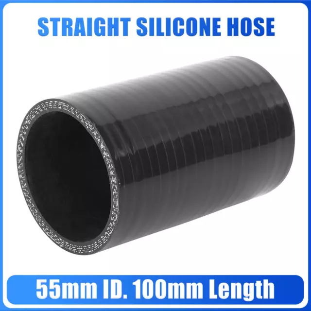 55mm ID Car Black Straight Silicone Hose Coupler Intercooler Tube