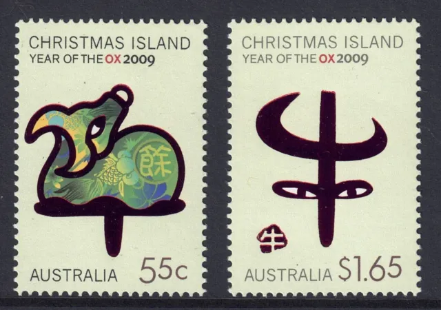 Christmas Island 2009 Year of The OX Set of 2 MUH