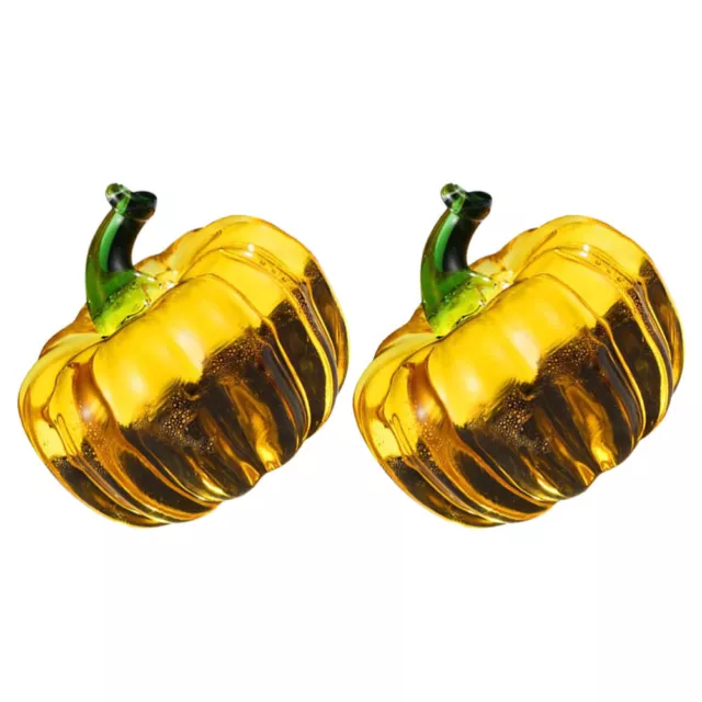 2 Glass Blown Pumpkins for Fall/Harvest/Thanksgiving/Halloween Decor