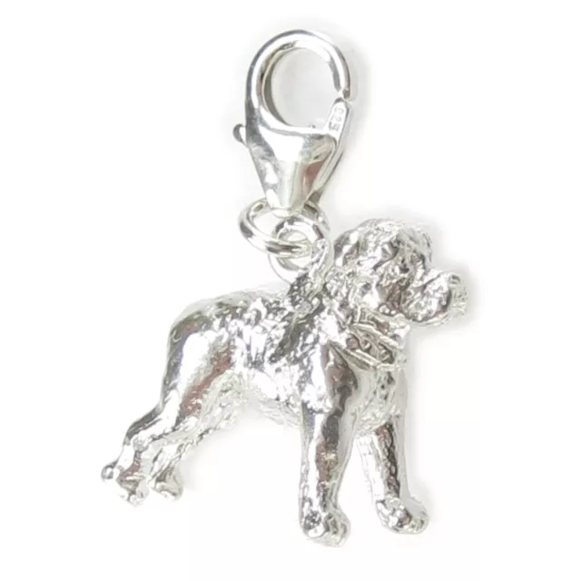 Staffordshire Bull Terrier Dog on clip sterling silver charm .925x1