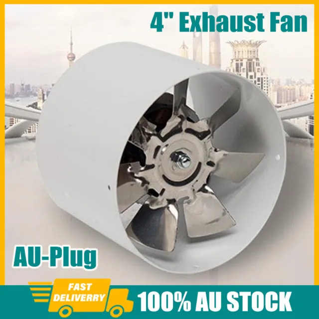 4" Hydroponic Exhaust Vent Fan Inline Duct Blower Grow Tent Ventilation AU Plug