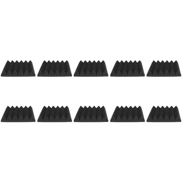 10Pcs Pyramid Acoustic Foam Effectively Noise Reduction Polyurethane Sound A MFS
