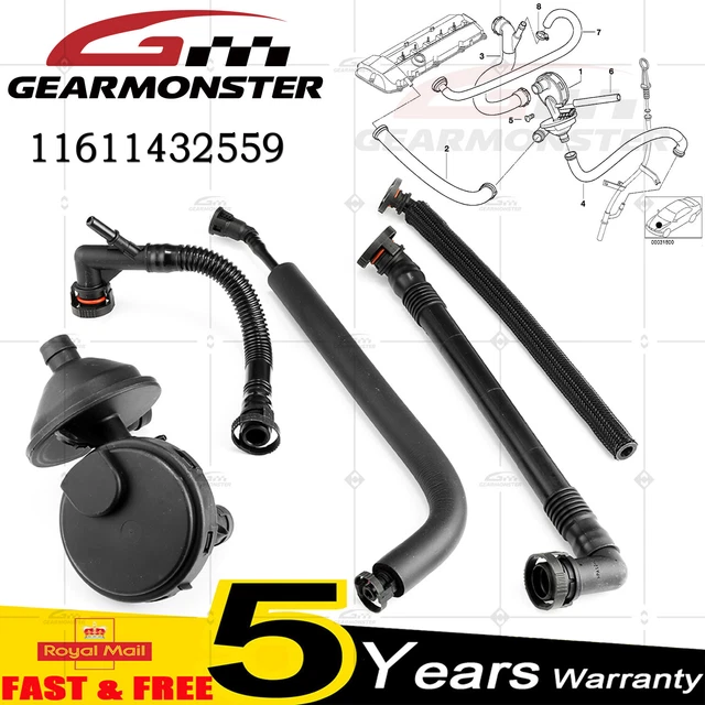 PCV VALVE POSITIVE Crankcase Vent Valve Breather Hose Kit for BMW E46 3