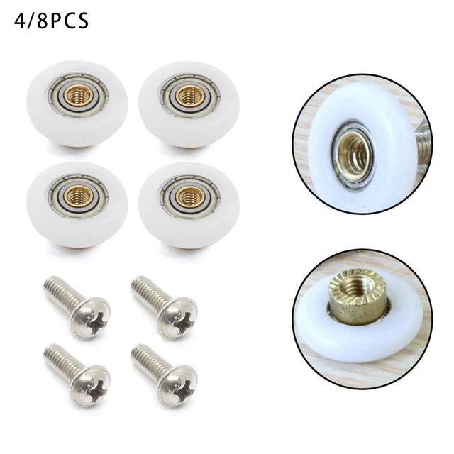 Prácticos rodillos de repuesto de 19 mm para puerta de ducha antigua/dañada con tornillos
