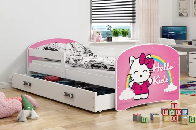 Culla 160x80 Letto Cameretta Dei Bambini Gioco per Ragazzo Hello Kitty