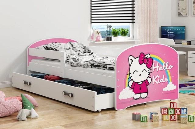 Culla 160x80 Letto Cameretta Dei Bambini Gioco per Ragazzo Hello Kitty