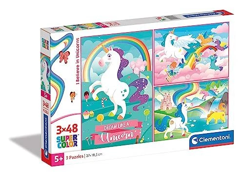 Clementoni- Supercolor Disney La Reine des Neiges 2-3x48 Enfant-boîte de 3  Puzzles (48 pièces) -fabriqué en Italie, 4 Ans et Plus, 25240, Multicolore