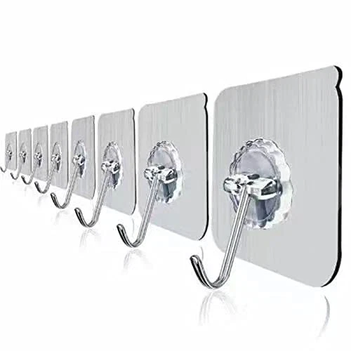 Transparent Reusable Wall Hooks - 14 Pack - Waterproof & Oilproof