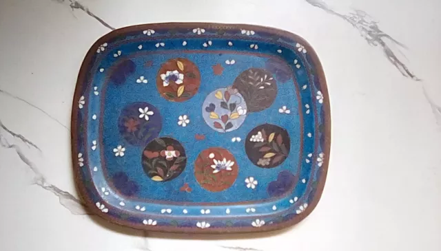 Japanese Meiji period cloisonne enamel tray