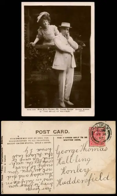 Actor Farren Soutar, Actress Billie Burke The Belle of Mayfair 1907 Old Postcard