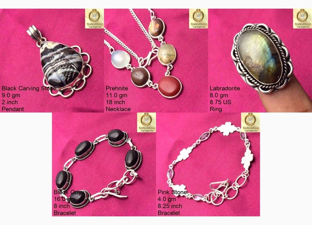 Black Onyx Wholesale 5pc Combo Ring Earring Pendant Jewelry CMB-59751_55