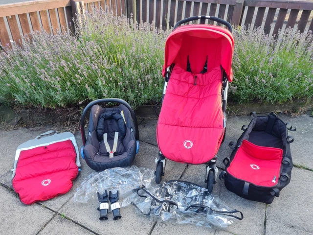Bugaboo Cameleon 3 Travel System Black Red Pram Buggy MaxiCosi CarSeat Raincover
