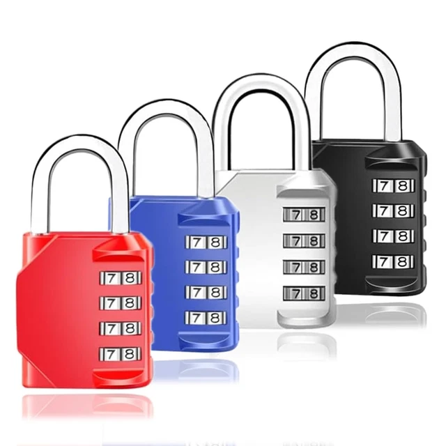 4 Cadenas à Combinaison Réinitialisables - Parfaits Pour Valises, Sacs Et Casiers | Code 3 Chiffres | 4 Coloris