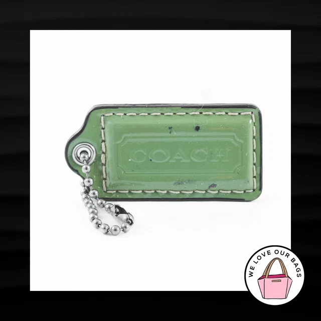 2" Medium COACH GREEN PATENT LEATHER NICKEL FOB BAG CHARM KEYCHAIN HANG TAG