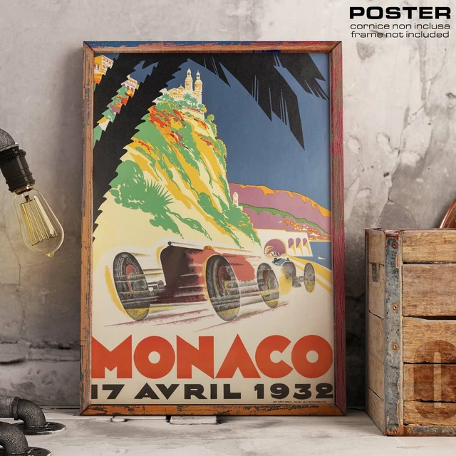 Poster Vintage Monaco - Publicité Automobile - Affiche Circuit Grand Prix - Italie