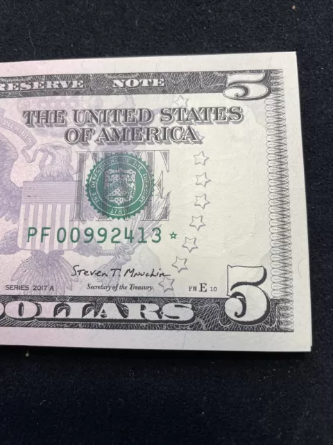NEW 2017A STAR NOTE $5 Dollar Bill (ATLANTA “F) LOW SERIAL NUMBER , Uncirculated