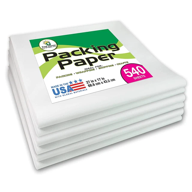 Packing Paper Newsprint Sheets for Moving & Shipping, 540 Sheets, 27"X17", Made