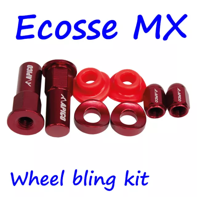 GAS GAS EC250 EC300 Apico Wheel Bling Kit Red Rim Lock Nuts Dust Caps