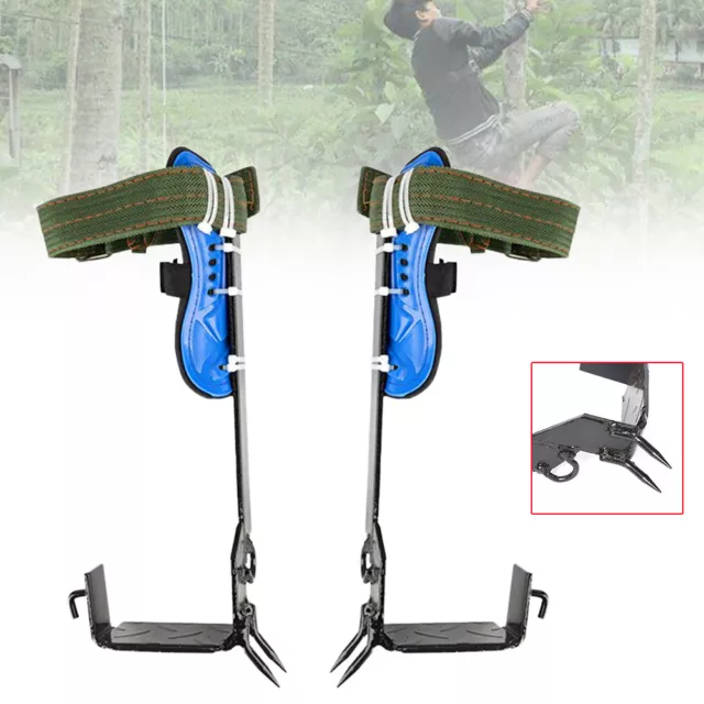 Tree/Pole Climbing Spike Set Belt Rope Safety Lanyard w/Carabiner 2 Gears & Claw