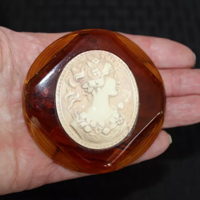 Vintage Large Victorian Bakelite Celluloid Cameo Brooch