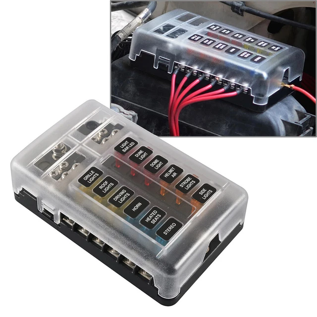 Blocco fusibile a 6 vie, con indicatore LED per auto, barca, camper Blocco fusibile a 6 vie, con indicatore LED per auto, barca, camper