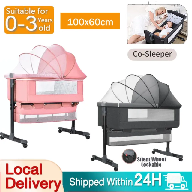 Portable Baby Bassinet Bedside Sleeper for Baby Easy Folding Crib with Storage
