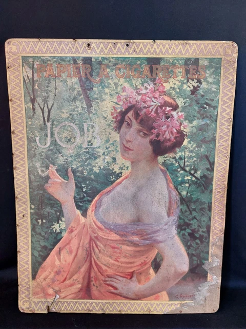 Rare Ancien Carton Publicitaire Papier A Cigarette Job 1900