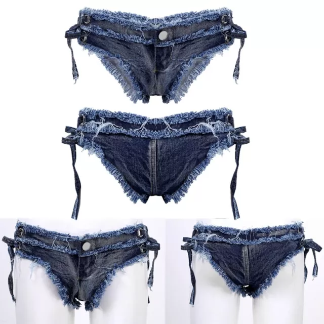PANTALON FEMME BLANC mini sexy dentelle taille haute jeans short S