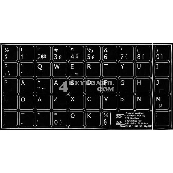Swedish / Finish Non-Transparent Keyboard Sticker Black