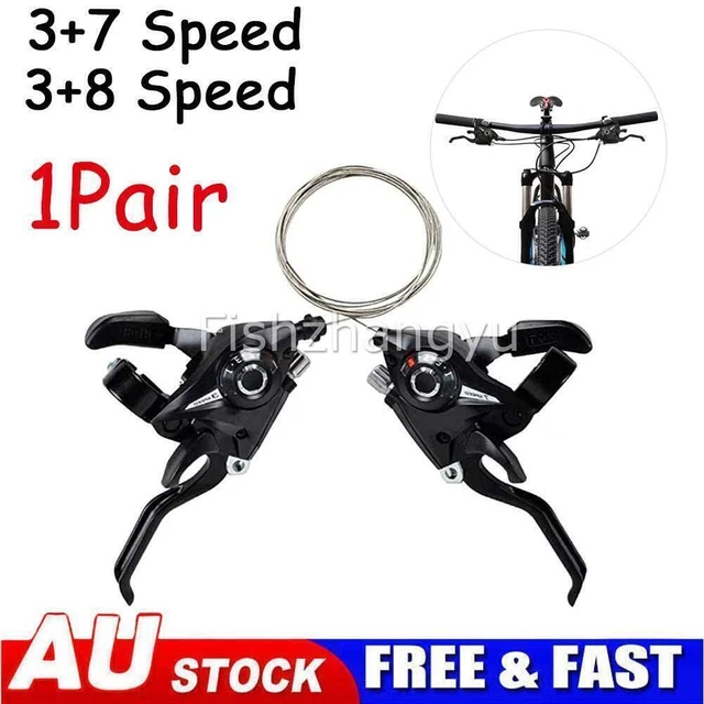 Bicycle Mountain Bike Brake Gear Shifters Lever Transmission 3 7 8 Speed 1Pair