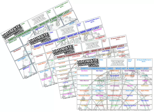 Ultimate Darts Fundraising Cards A5 Free Postage Scratch Raffle Ticket Draw