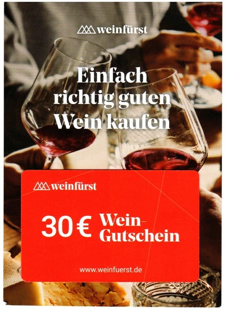 Gutschein Coupon Voucher 30€ - Weinfürst/ Vicampo - Neukunden / new customers
