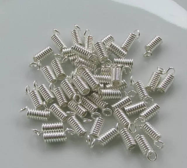 Jewellery Craft Design - Findings Silver Plated Coil Spring Crimp End Ends Packs