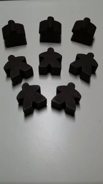 Pions en bois - Meeple Meeples type Carcassonne- 16 mm - lot de 8 - marron