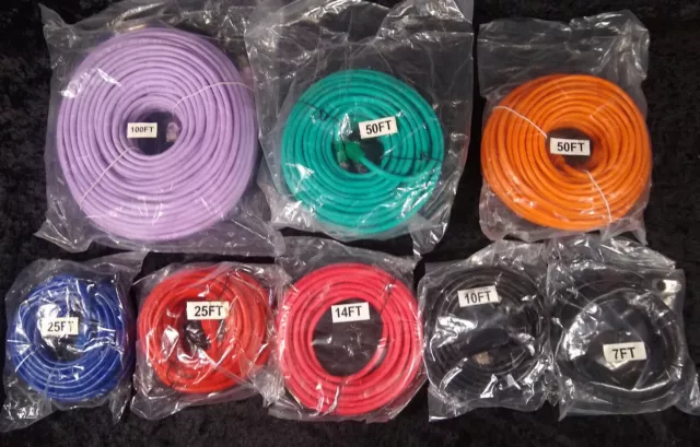 CAT6 RJ45 Shielded 4 Pairs 24 AWG Ethernet Networking Patch Cable Lot - NIP